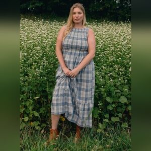 Tradlands Cream Atlantic Plaid Dress Size Medium